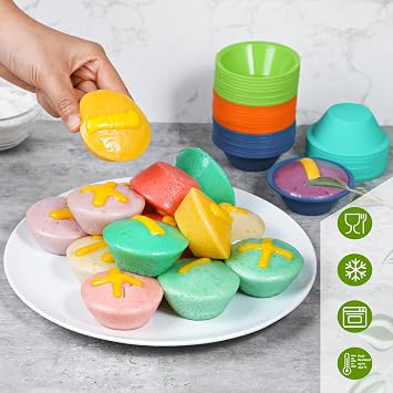Webake 36 Pcs Platinum Silicone Puto Molder Filipino Medium-Size, 2.75 Reusable Kutsinta Molder for Steamer, Plastic Replacement Baking Cup, BPA-Free and Non-Stick, Great for Bite-Size Muffin, Tart
