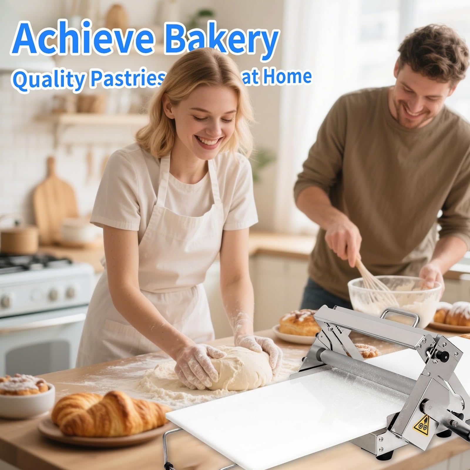 Sfogliatrice per impasto, rullo per pasticceria, spessore regolabile, ideale per cucine domestiche e commerciali