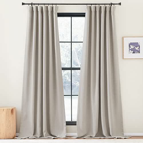 NICETOWN Bedroom Curtains 2 Panels Sets Faux Linen Textured, Pinch