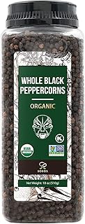 Sponsored Ad - Soeos Organic Black Peppercorns 18 oz (510g), Non-GMO Certified, USDA Organic, BPA Free Package, Kosher, Gr...