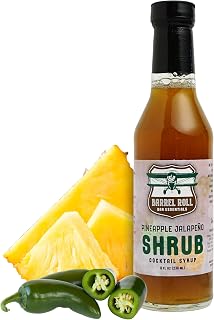 Barrel Roll Bar Essentials Pineapple Jalapeño Drinking Shrub | Craft Cocktail Mixer with Real Pineapple & Fresh Jalapeños | Perfect for Margaritas, Tequila Drinks, Mules, Vodka & Mocktails | Small-Batch Mixer – 8 Ounce Bottle