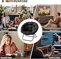 Vista 15 de Silla plegable con platillo, silla Lazy Moon con marco de metal, cómodas sillas de dormitorio para dormitorio, sala de estar, estudio, gris JC