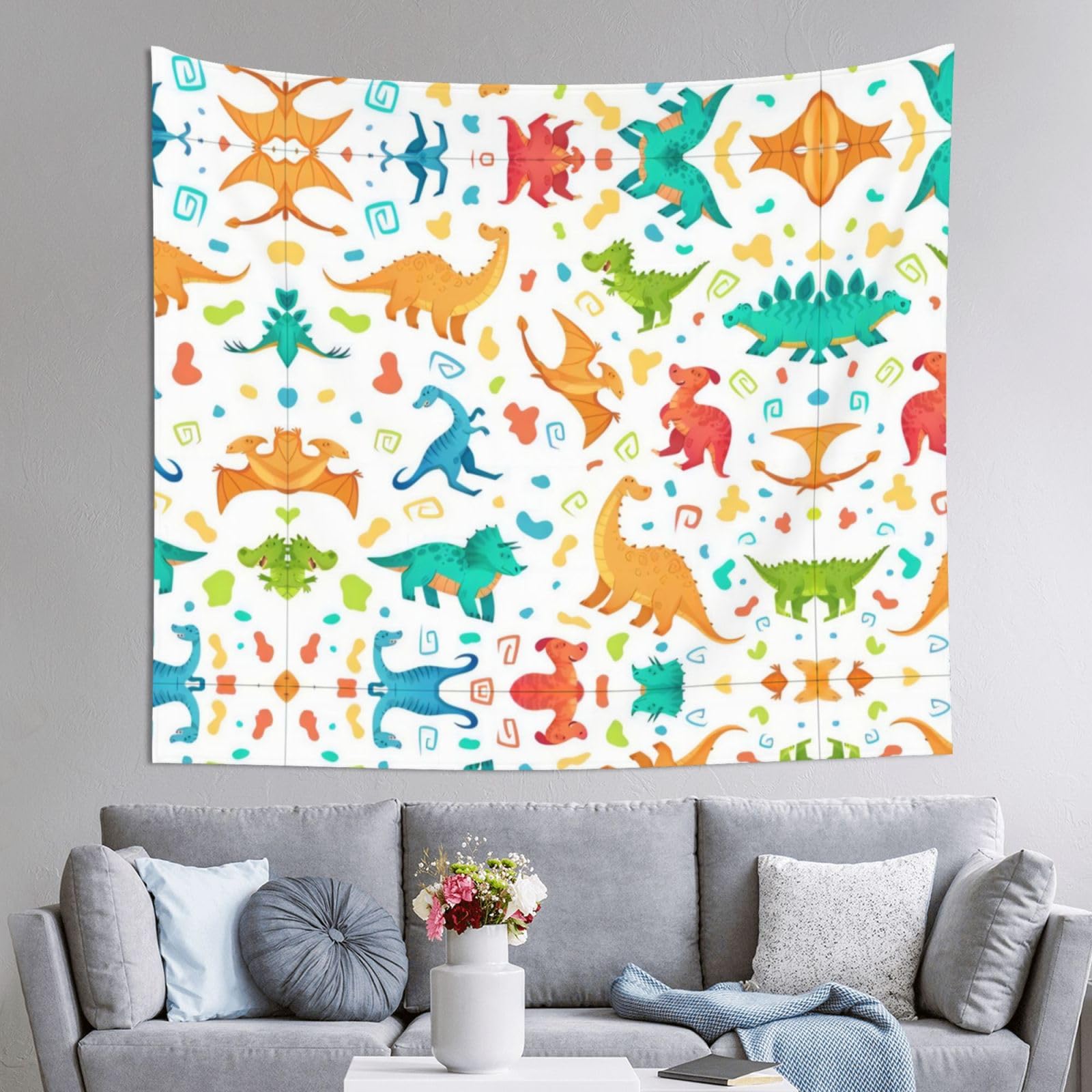 HLSBSSL 60x51in dinosaur Printed Tapestry Tablecloth for Dormitory and Picnic Rooms - Multifunctional Fabric Hanging