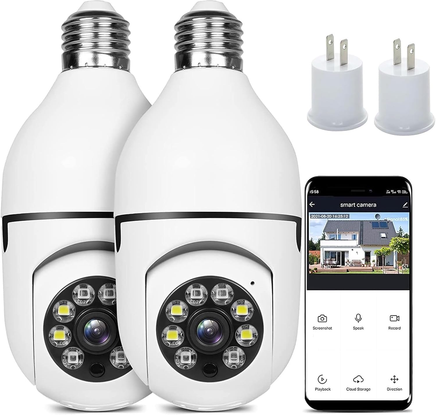 CAMLEIGH Light Bulb Camera 2 Pack,5g Dual Band Bulb Camera,WiFi 6 Light Bulb Camera Pack of 2, 2.4G/5G WiFi Light Bulb Camera, Home Secuirty Socket Camera,360 Degree Panoramic Camera 2pcs-image-3