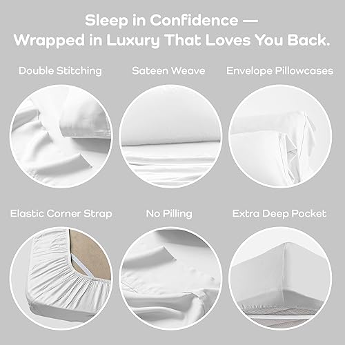 Miniatura 4 de Olive + Crate - Juego de sábanas para cama ajustable tamaño King dividida, 100% fibra de eucalipto Tencel certificada de Austria, frescas para