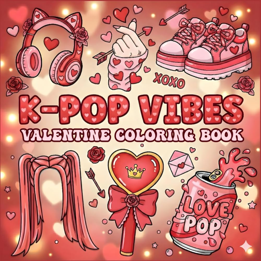 K-Pop Vibes Valentine Coloring Book: Bold and Easy K-pop-Inspired Designs with Hearts and Aesthetic Vibes — A Fun Valentine’s Day Gift for Teens, Adults, and K-Pop Fans
