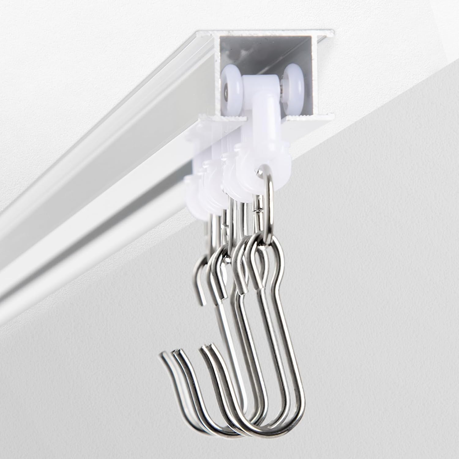 Curtain Hooks, Roller Hooks for Ceiling Curtain Track, Stainless Steel Rollers for Room Divider, 20 Pack