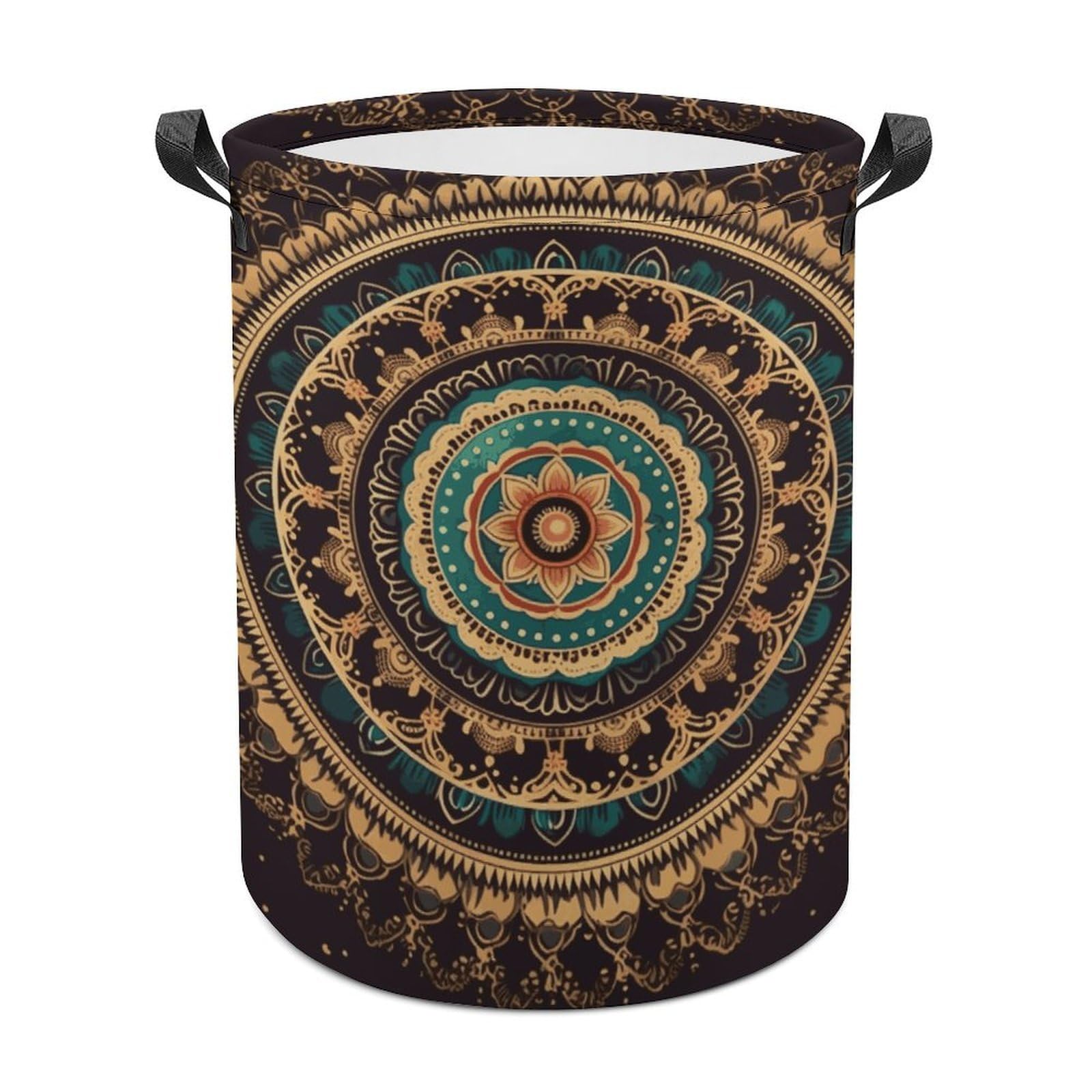 Mandala Laundry Basket Freestanding Waterproof Laundry Hamper Collapsible Tall Clothes Hamper with Reinforced Handles Waterproof Laundry Bag for Dorm Bathroom Home 44x35cm