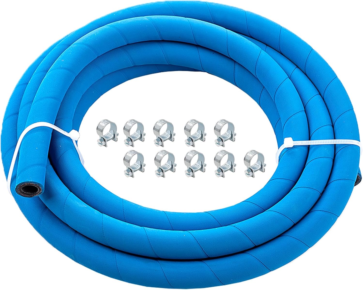 20FT Fuel Line Hose 6AN 3/8" High Pressure Hose 700PSI 9.6mm for Fuel Systems Engines Tube Hose Blue Multiple Size Options(Attached 10pcs Hose Clamp)