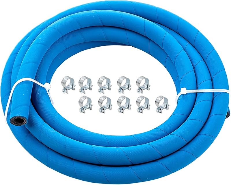 Mangueira de combustível YYSSFM 6AN 3/8" de alta pressão, 6,10 m, 4,8 MPa – Azul com 10 abraçadeiras