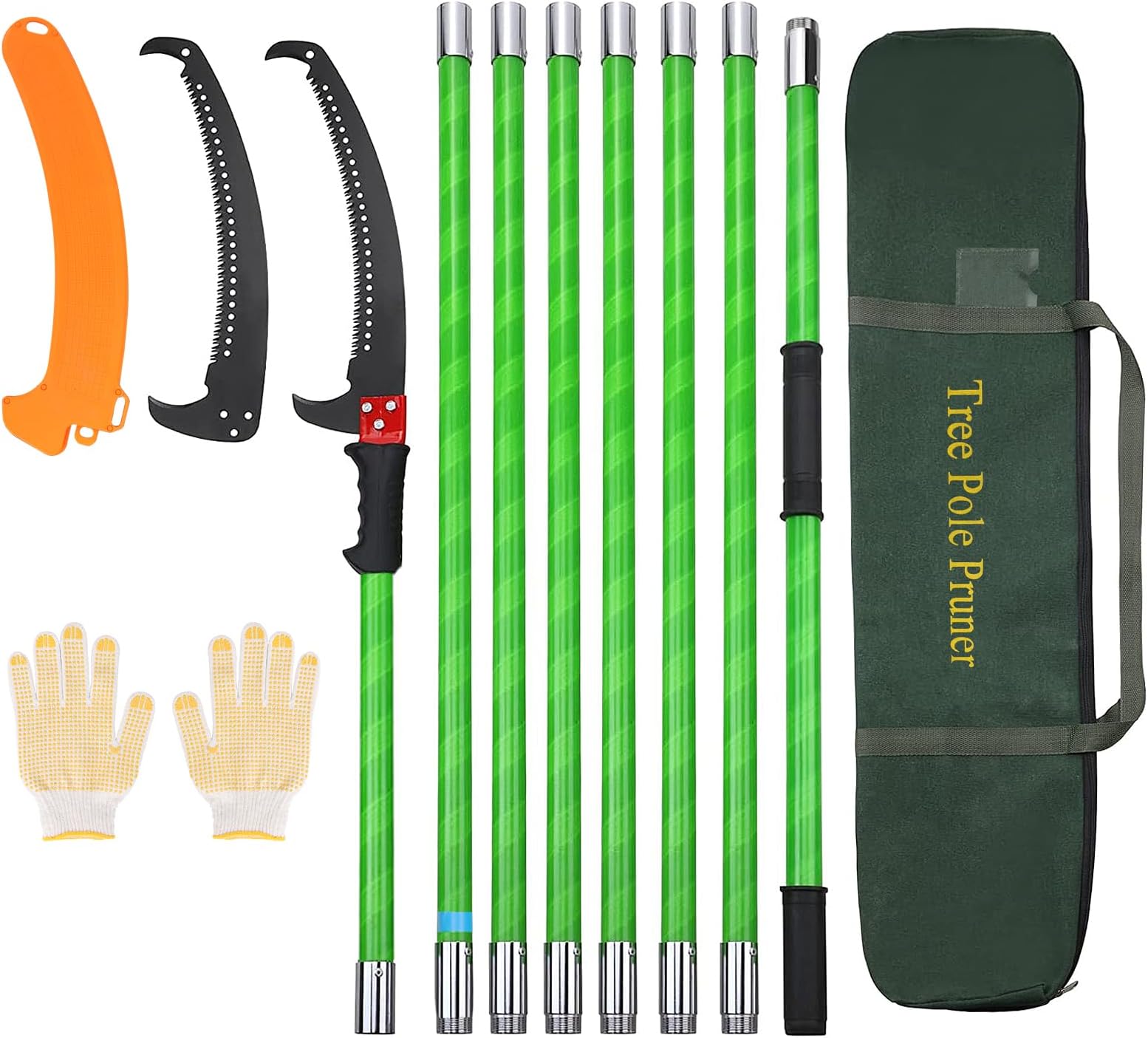 SMONTER 26Ft Tree Pruner Pole Saw for Tree Trimming Manual Branches Trimmer Extendable Pole Saw Cutting Set Garden Tools