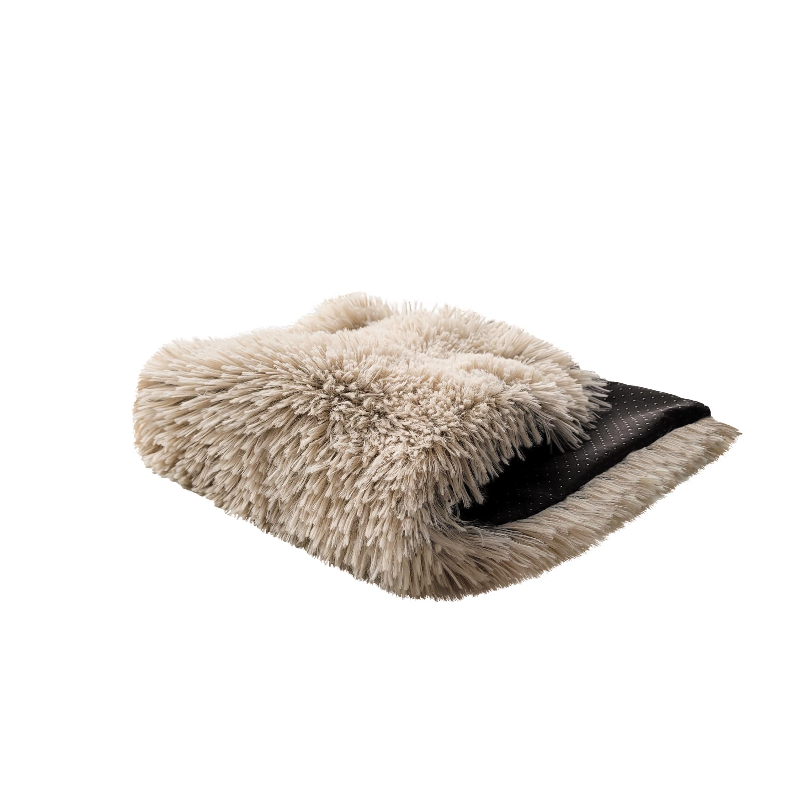 Katzen Fensterliege Fensterbank rutschfest - Katzenbett Fensterbank 60x20 cm - Weich & Kuschelig - Fensterliege für Katzen Selbstheizende Katzendecke - Waschbarer Bezug (Beige)