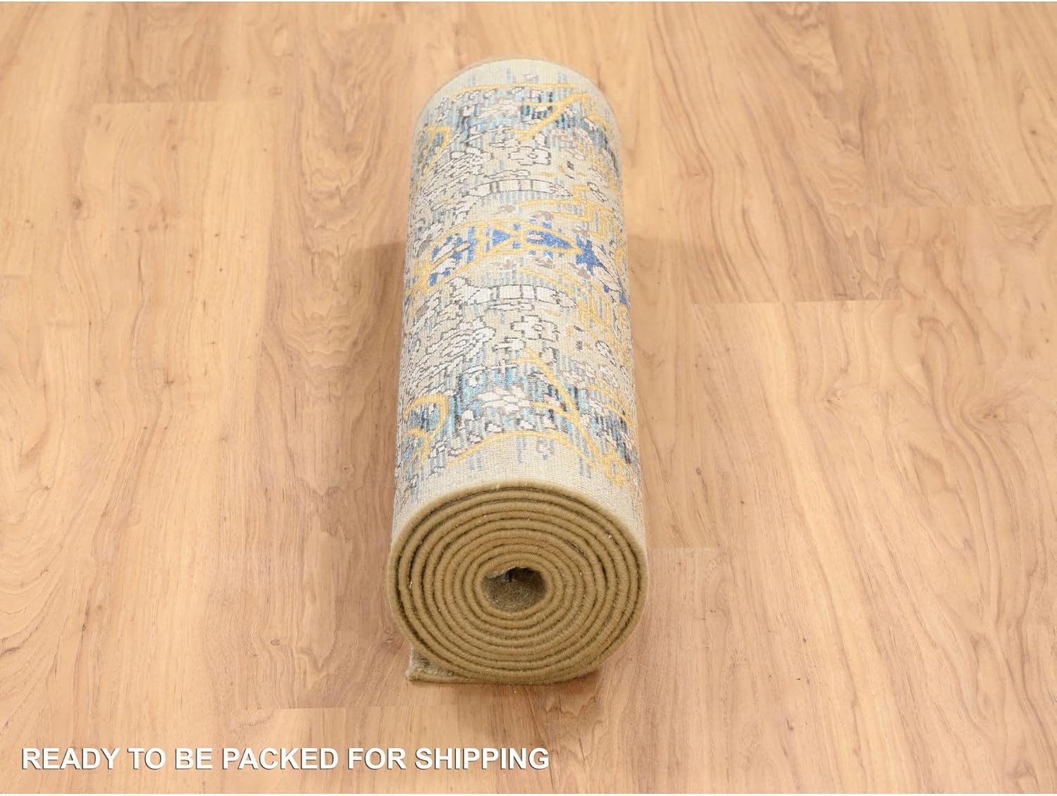 Gold Brown Transitional Saroogh Silk with Textured Wool Hand Knotted Runner Oriental Rug (2'6"x12'1")