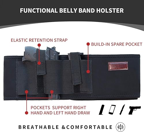 Miniatura 5 de CREATRILL Paquete de funda de banda para el vientre + funda de tobillo para transporte oculto, banda de cintura de pistola de mano de neopreno |