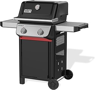 Weber Spirit E-210 barbacoa de gas, 2 quemadores, superficie de cocción de 51 x 46 cm, termómetro en la tapa, 2 ruedas - Negro/Plata (1500838)