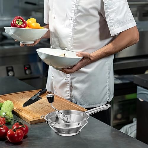 Miniatura 8 de Molino de alimentos de acero inoxidable, molino giratorio de alimentos para salsa de tomate, puré de papas, puré de manzana, mermeladas y más,