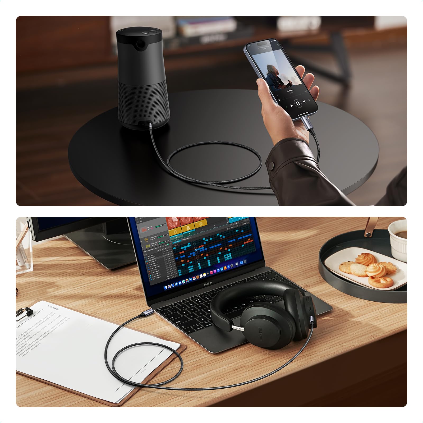UGREEN Câble USB C vers Jack 3.5mm TRRS Non-bidirectionnel Casque Micro Hi-Fi DAC 4 Pôles Compatible iPhone 17 Pro Max Air 16 Pro Max Plus 15 Galaxy S25 S24 S23 Pixel 9 8 7 iPad Air 1M
