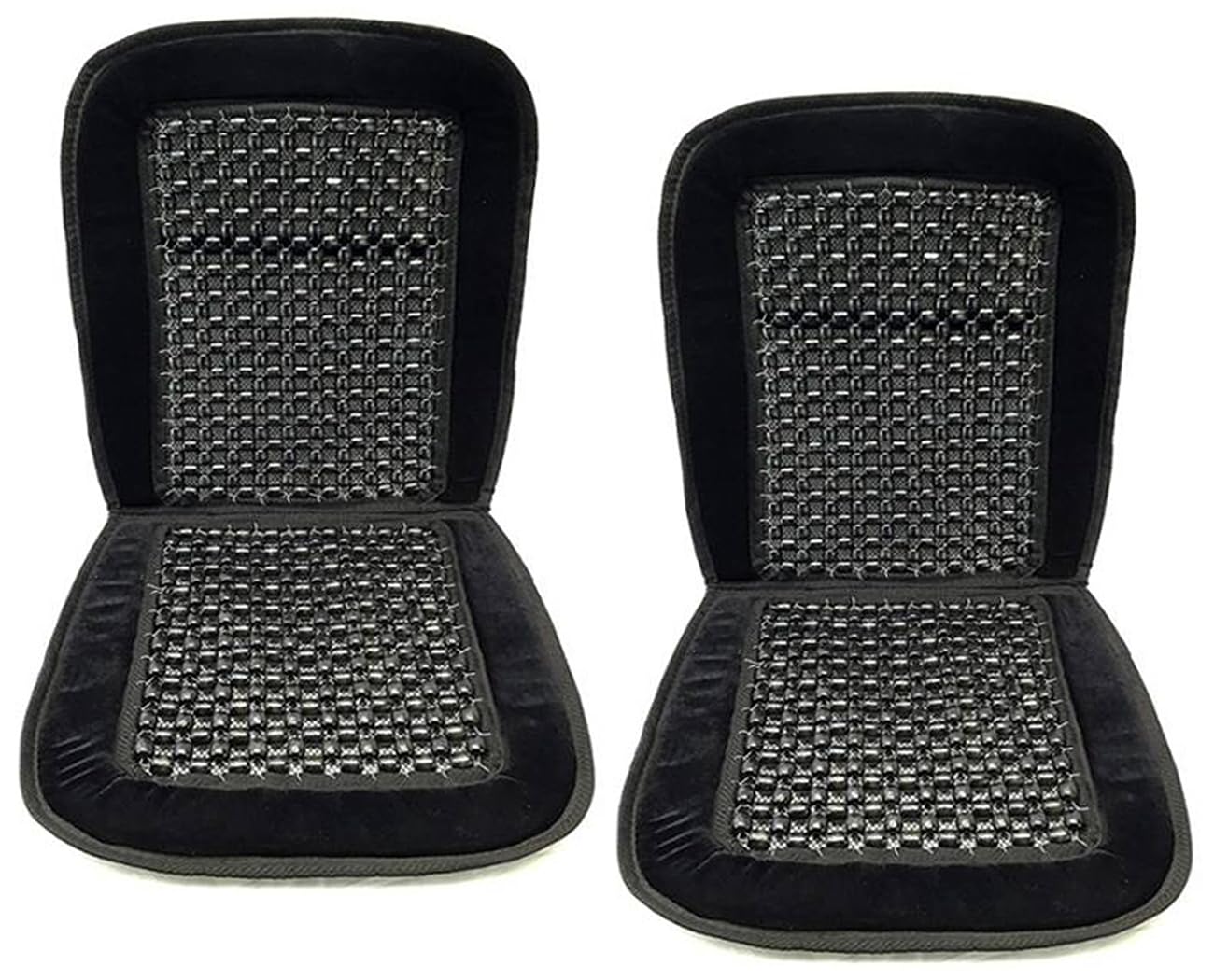 ALLBrand Natural Wooden Bead Car Seat Cushion - Comfortable Massaging Cushion for Office and Travel (Bamboo-Black)