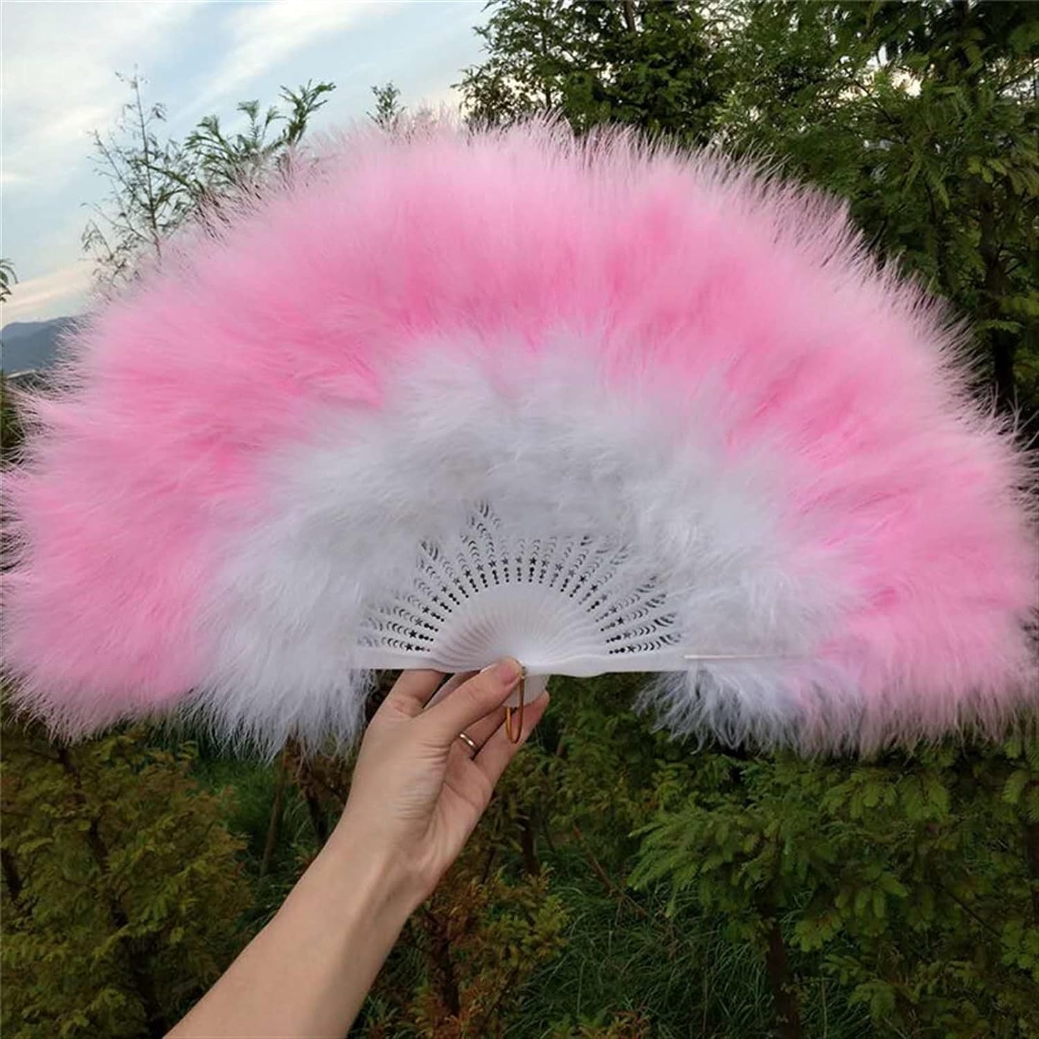 ROHCGHC folding fan, Handheld Feather Fan,Vintage Folding, Dance Hand Art Gift Wedding Party Decoration(Sku27)