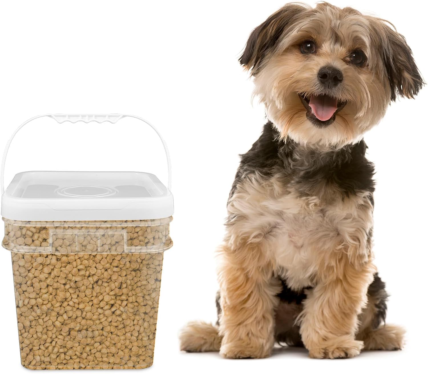 2pcs 10l Food Grade Pet Food Storage Buckets with Lid and Handle, Multi-function Dog and Cat Snack Dry Storage Containers for Home and Kitchen