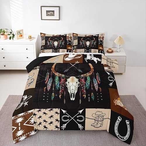Western Comforter Set King Size,Country Cow Bedding Set Sout