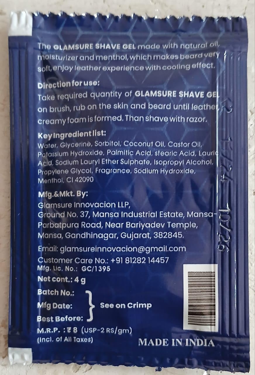 Shaving Gel 48 Sachet of 4 Gram/Hotels Accessories Kit/Guest House Room/Disposable/Toiletries/Hospital