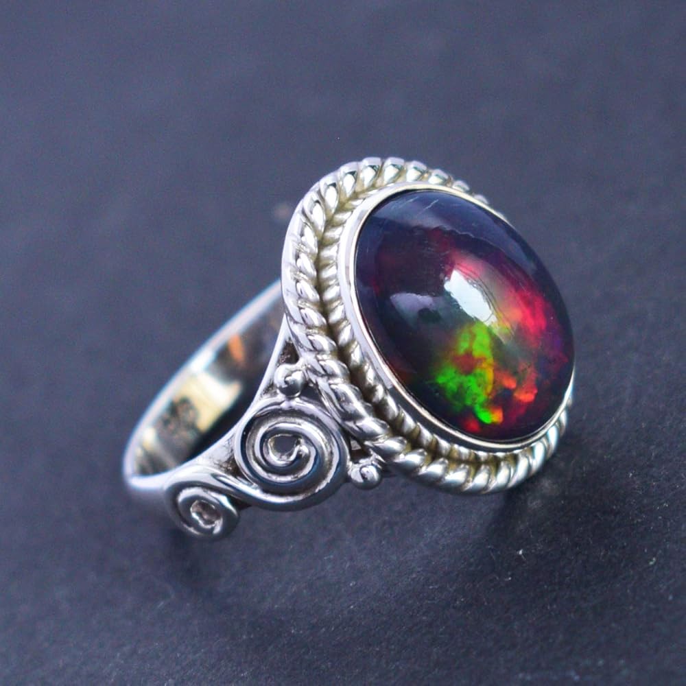 Bague en argent 925 avec opale bleue Rosetta | Haute qualité | Bijoux – Jewelry