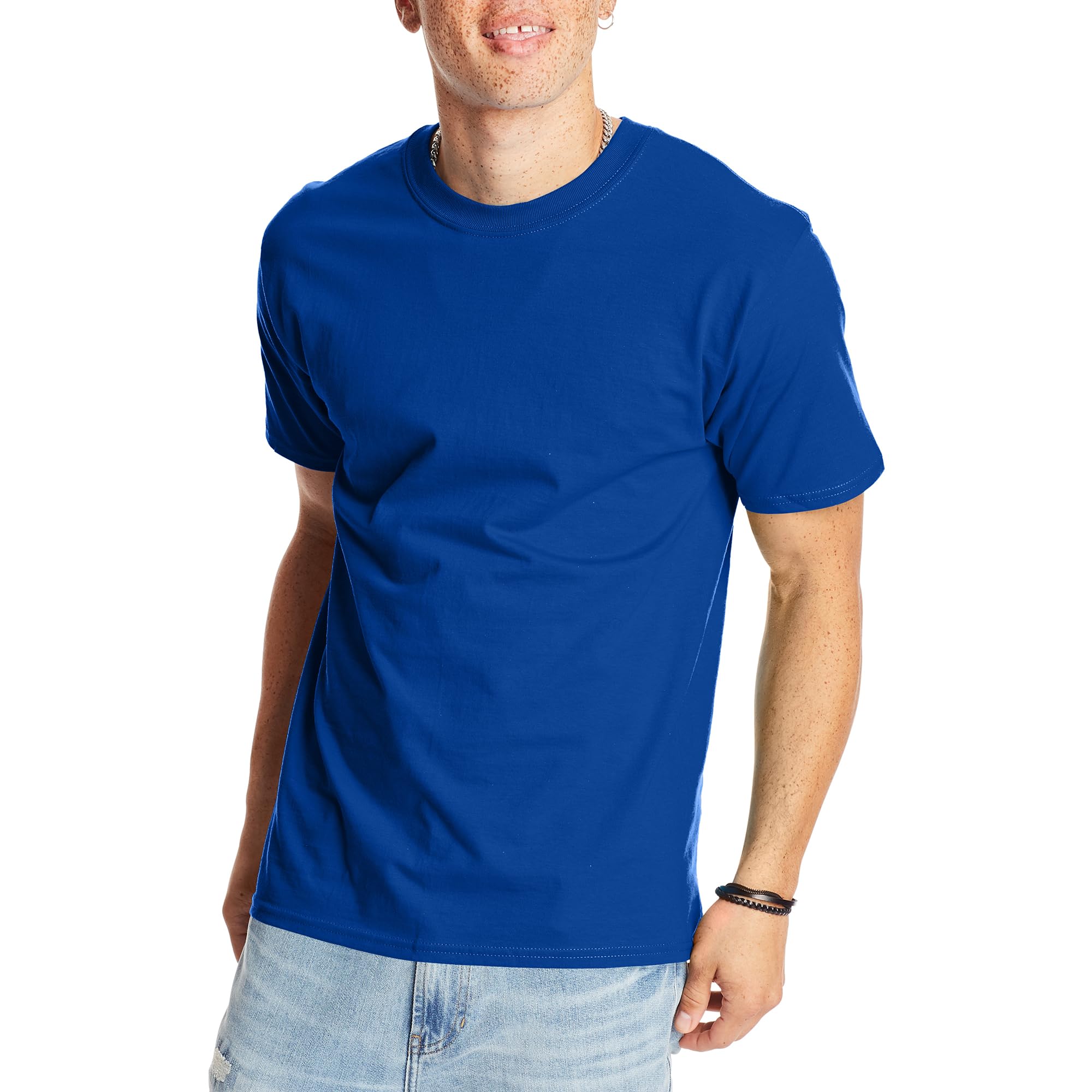 Hanes mensO5180Short Sleeve Beefy-t Short Sleeve T-Shirt - Blue - S