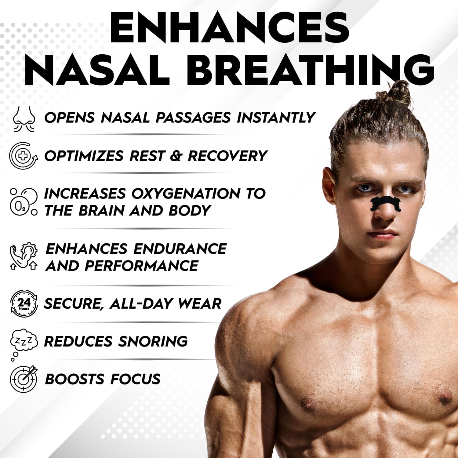 Nose Strips for Breathing (90 Count) – Performance Extra Strength, Oil & Sweat Proof Adhesive – Athletic Nasal Strips for Snoring & Sleep – Wide Body, Universal Fit, Black - Image 7
