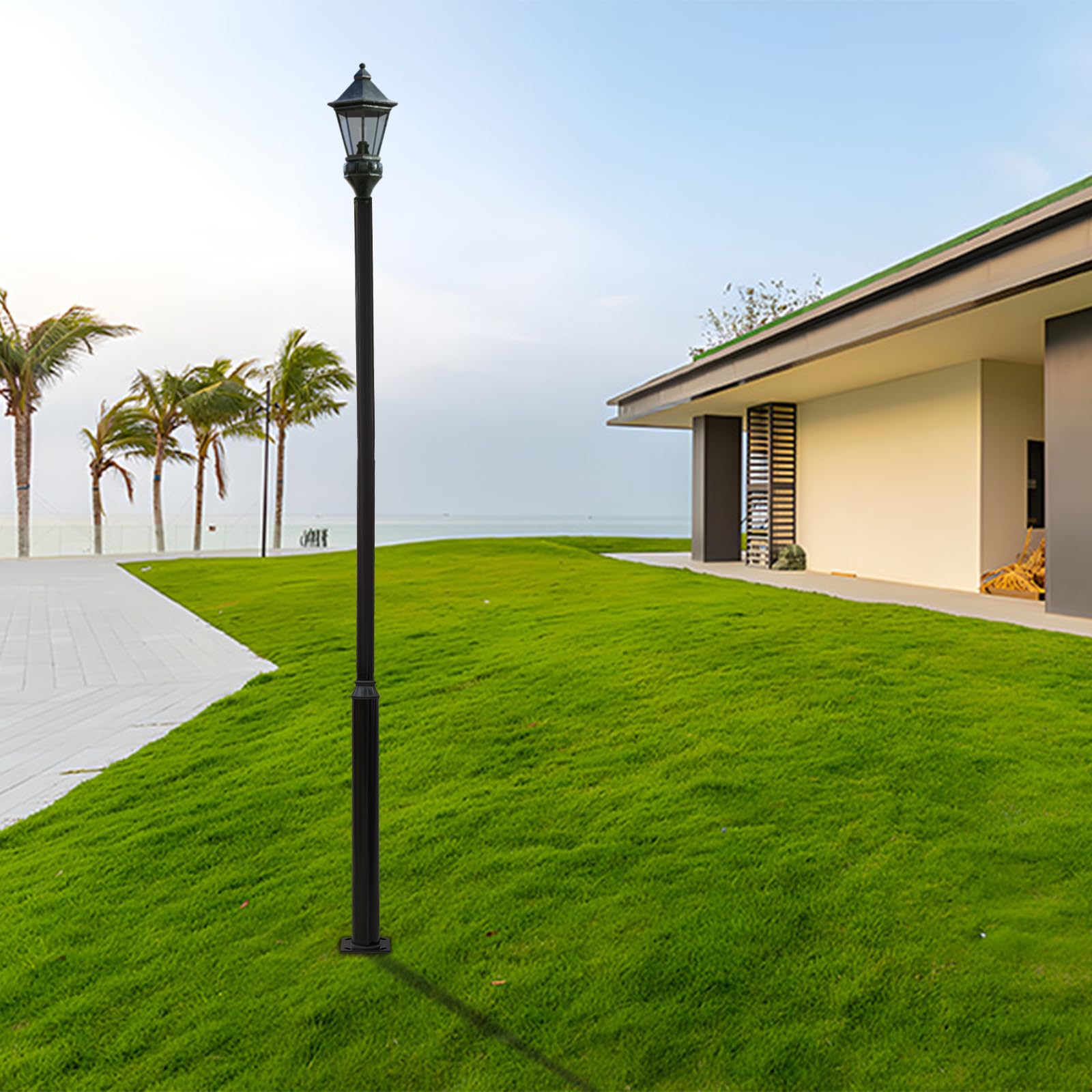 Hanmorfarbi Split Street Light Pole,9.84-19.69ft Outdoor Galvanized Light Pole,Splicing Street Light Riser,Yard Solar Light Pole,for Outdoor Street Yard Parking Lot Lighting Fixtures (16.4ft)