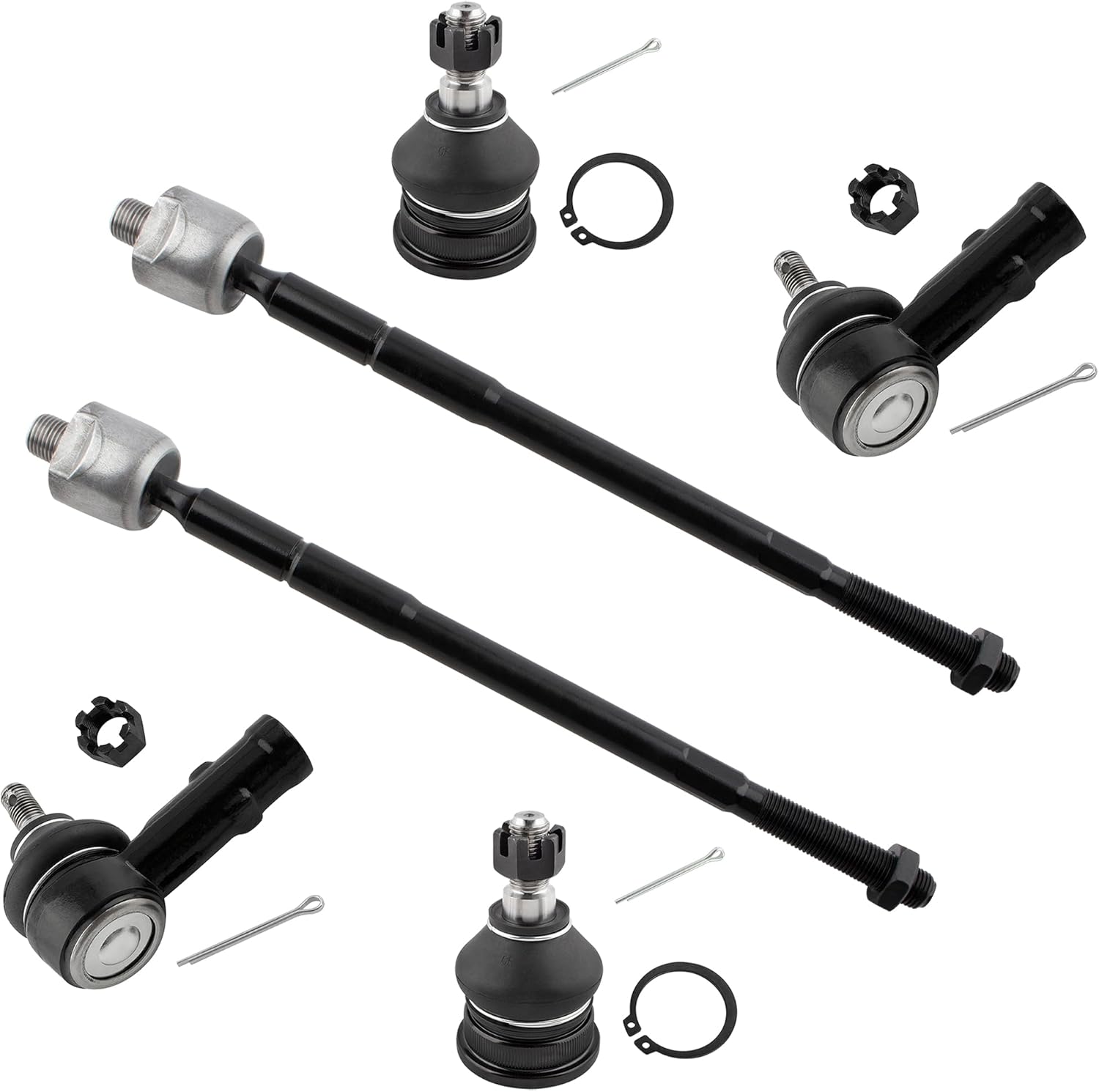 4Pcs Front Outer & Inner Tie Rods End Links + 2Pcs Front Lower Ball Joints Fit For Hyundai Elantra 2001-06, For Tiburon 2003-08, For Kia Spectra/Spectra5 05-09 Replace# EV80310 K500031 ES3377