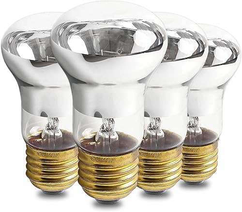 Seentech Paquete de 4 bombillas incandescentes R39 E17 de 25 vatios 120 V de repuesto incandescente de luz blanca cálida ajustable Bombilla de