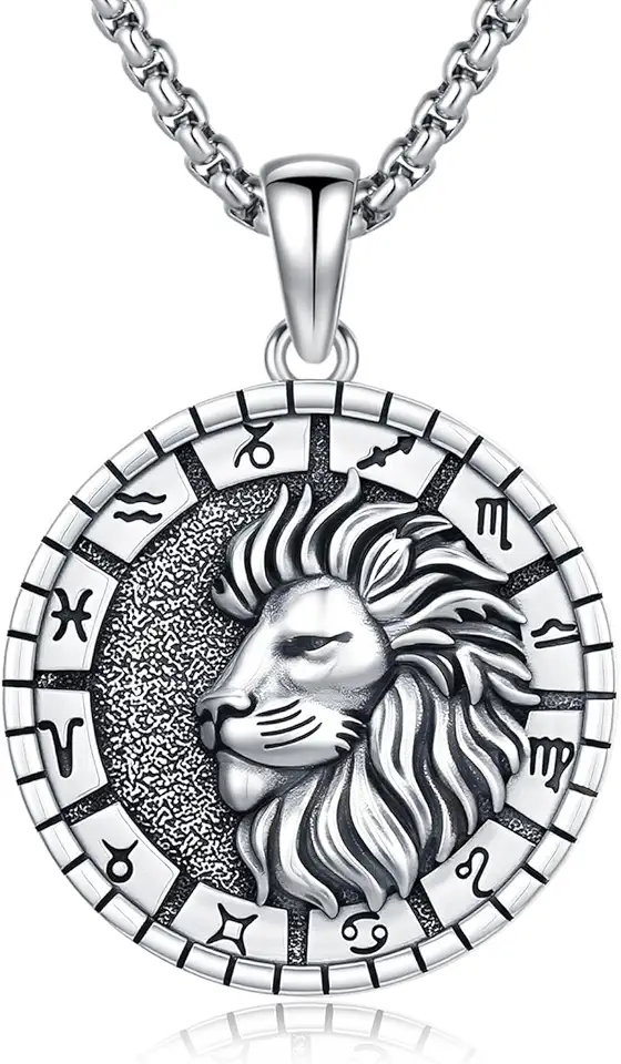 925 Sterling Silver Zodiac Necklace 12 Constellation Jewelry Gifts with 22"+2" Rolo Chain