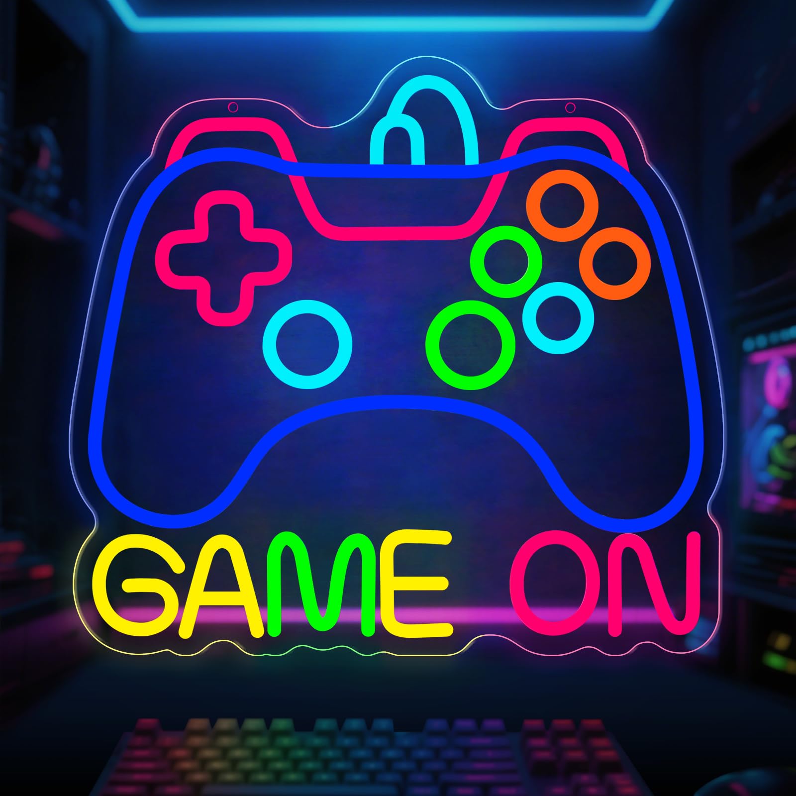 LMHSE Gamer Neon Signs for Wall Decor, Gamepad Shaped LED Neon Lights for Room USB Powered LED Gaming Light for Game Room Decor Gamer Gifts for Teen