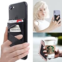 Vista 3 de Cartera para teléfono con correa para el dedo, soporte elástico para tarjetas de crédito para la parte posterior del teléfono, tarjetero para funda