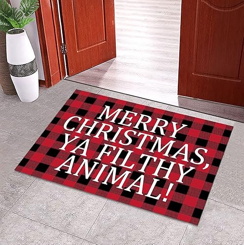 Miniatura 3 de Felpudo a cuadros de búfalo rojo y negro  Felpudo de bienvenida para exteriores de 23.6 x 15.7 pulgadas