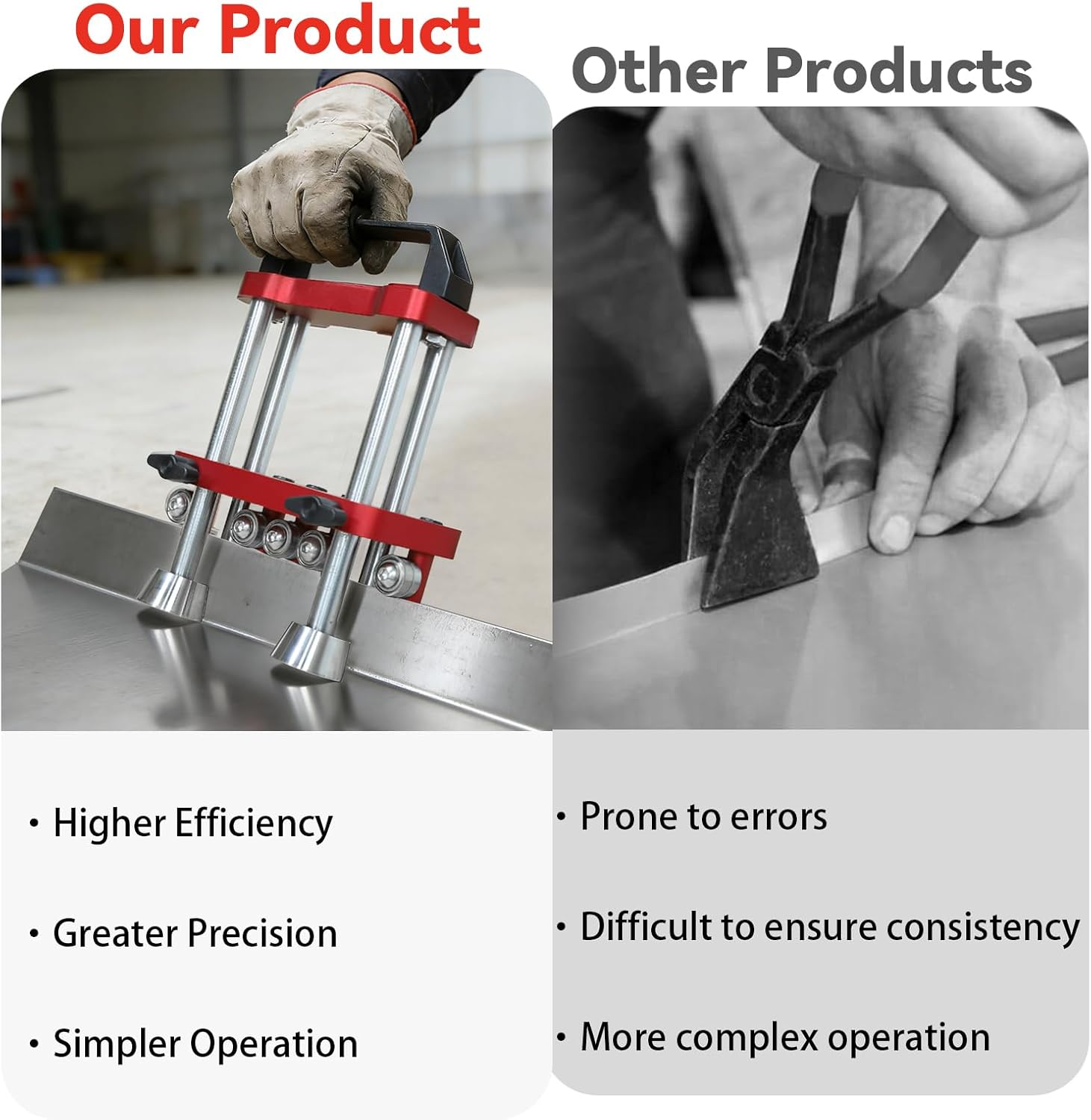 Sheet Metal Roller 2 Station Edge Roller Bender, 0-100° Bending Range 0-130mm(0-5") Length Upgrade V-Roller & Quick Lock Knob, Lightweight Metal Roofing Tool for 29 to 22-Gauge Steel