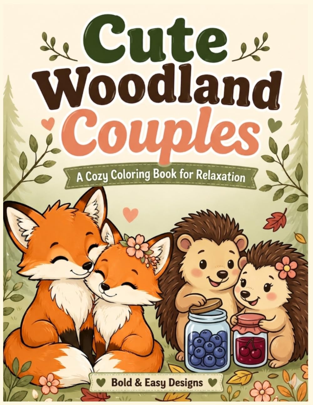 Cute Woodland Couples – A Cozy Coloring Book for Relaxation: Adorable Forest Animal Pairs Always Together for Stress Relief and Mindful Coloring