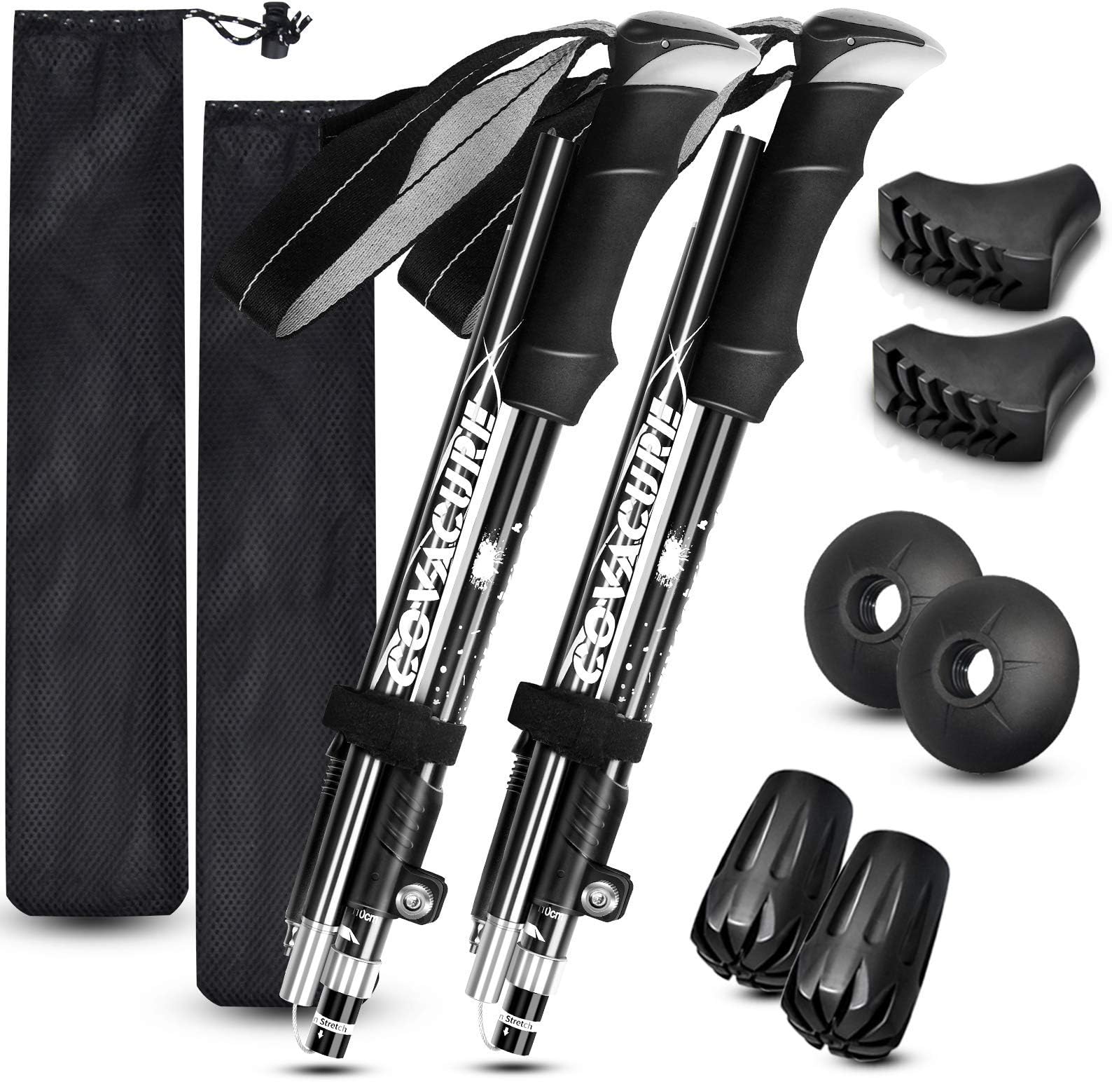 Covacure Trekking Poles Collapsible Hiking Poles - Aluminum Alloy 7075 Trekking Sticks with Quick Lock System, Telescopic, Collapsible, Ultralight for Hiking, Camping & Backpacking