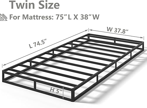 Miniatura 2 de Qingzhou Somier de Caja de Muelles Individual, Somier de Caja de Muelles Metálico de 5 Pulgadas de Altura Solo para Individual, Base de Colchón 5