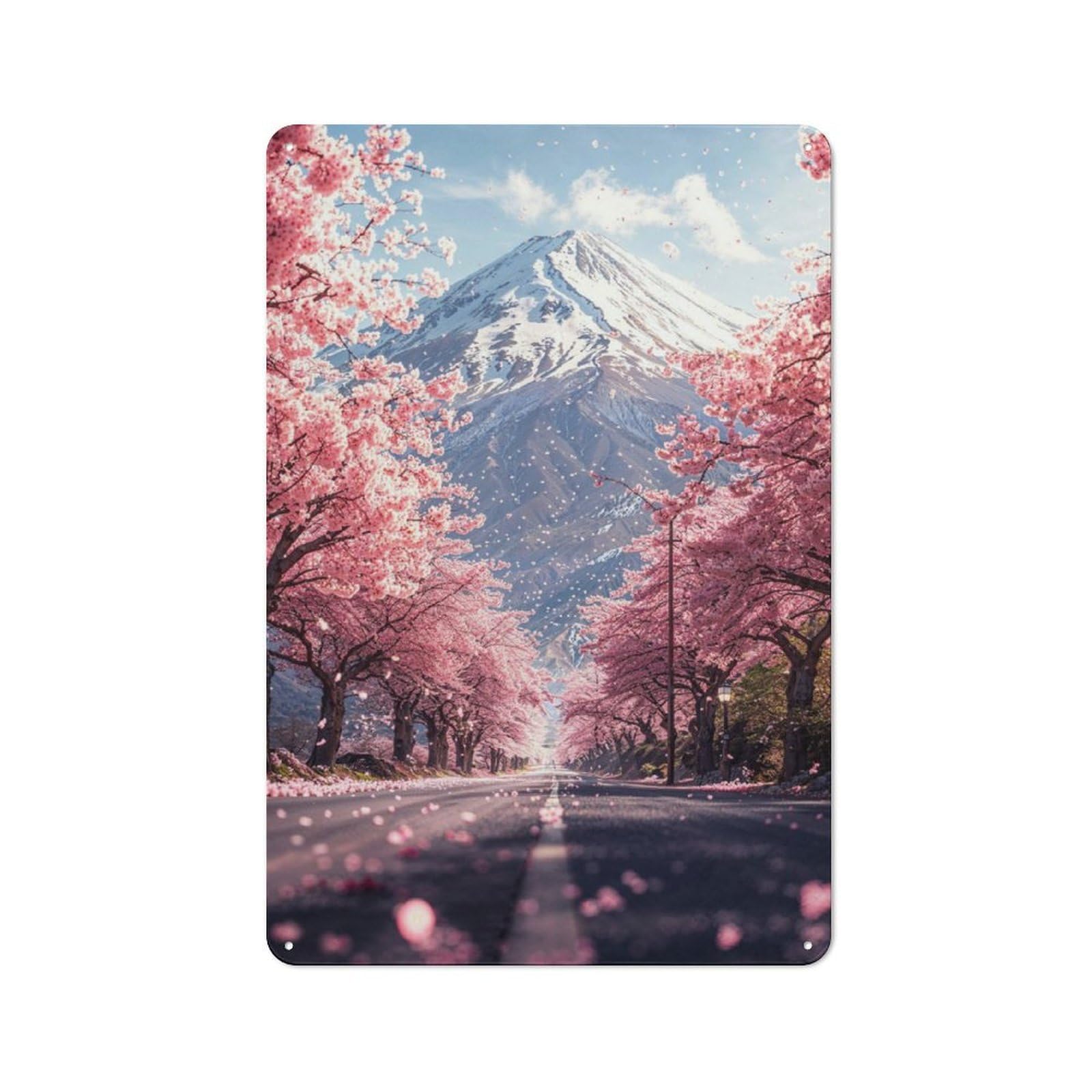 Junmoney Japanese Mount Fuji Road Metal Plaque 30X20cm With For Garage Wall, Retro Decor, Housewarming Present For People Styling Garage