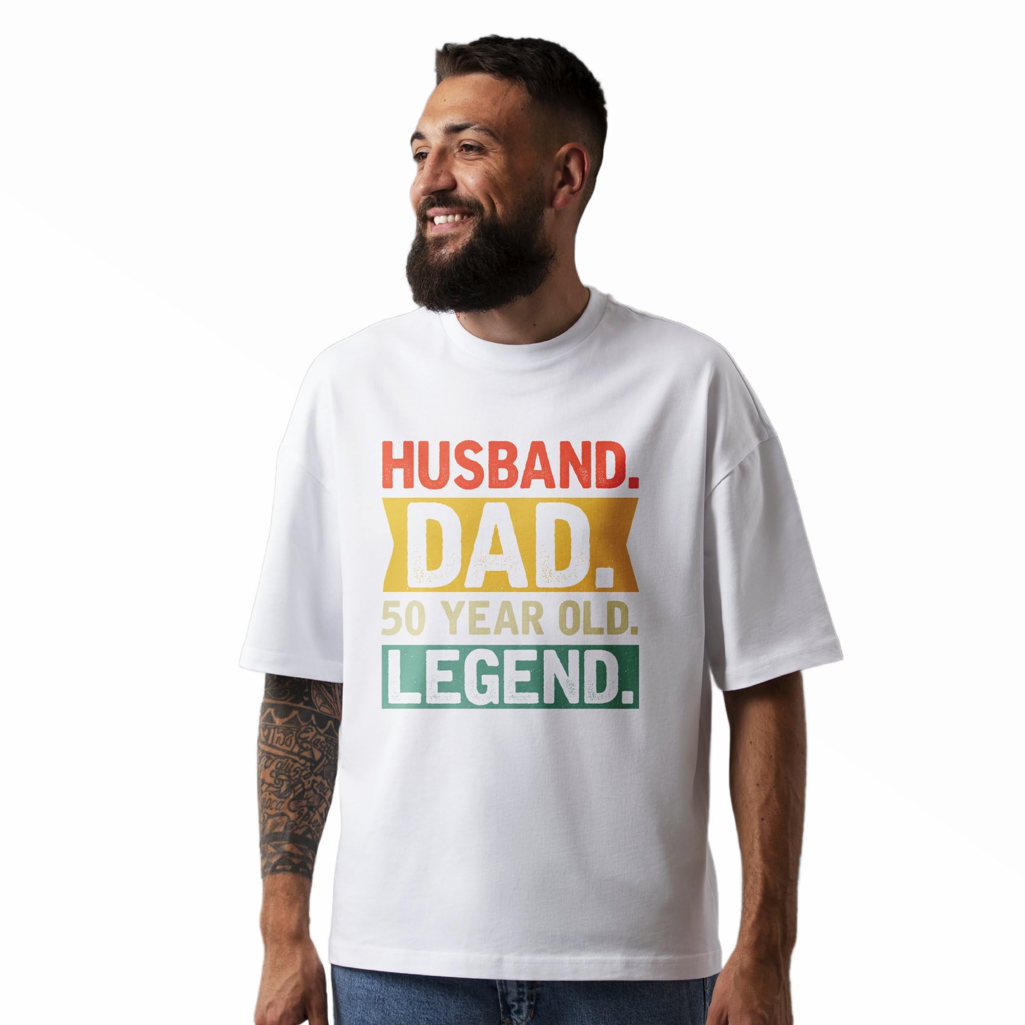 Seek Buy LoveVintage Style Dad T-Shirt, Husband Dad Legend Quote, Men's Oversized Tee, 50th Birthday Gift, Casual Retro Father's Day Top