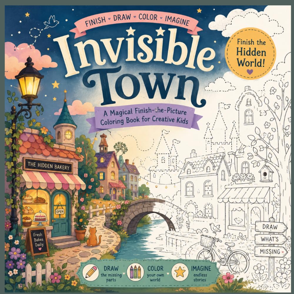 Invisible Town: A Magical Finish-the-Picture Coloring Book for Creative Kids
