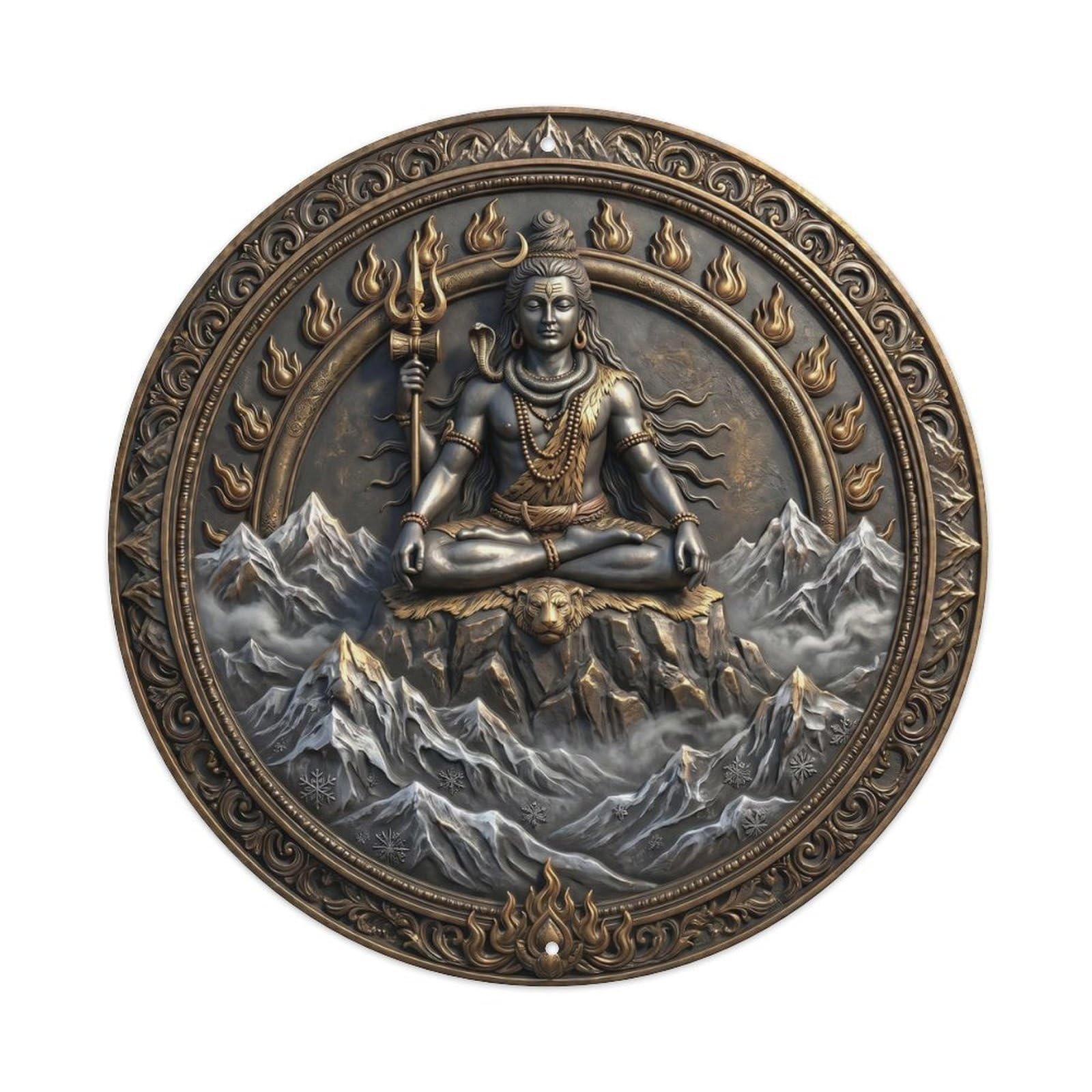 Shiva Himalaya Mountain Snow Peak Relief Sculpture Metal Tin Sign