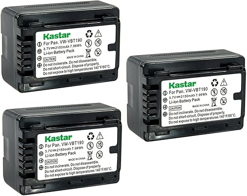 Miniatura 4 de Kastar Paquete de 1 batería de repuesto VW-VBT190 para Panasonic HC-V160, HC-V160K, HC-V160GK, HC-V180, HC-V180K, HC-V180GK, HC-V201, HC-V201K,