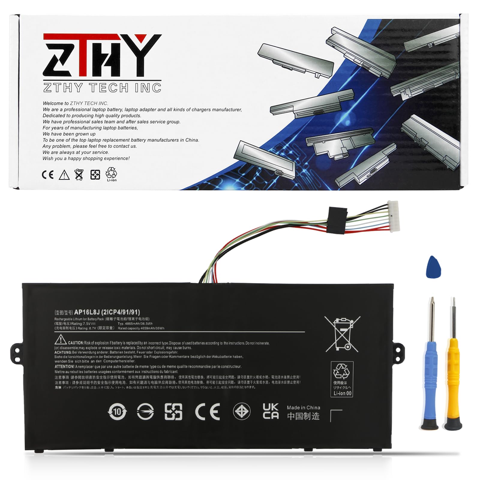 36.5Wh AP16L8J Battery Replacement for Acer Chromebook Spin 311 CP311-3H