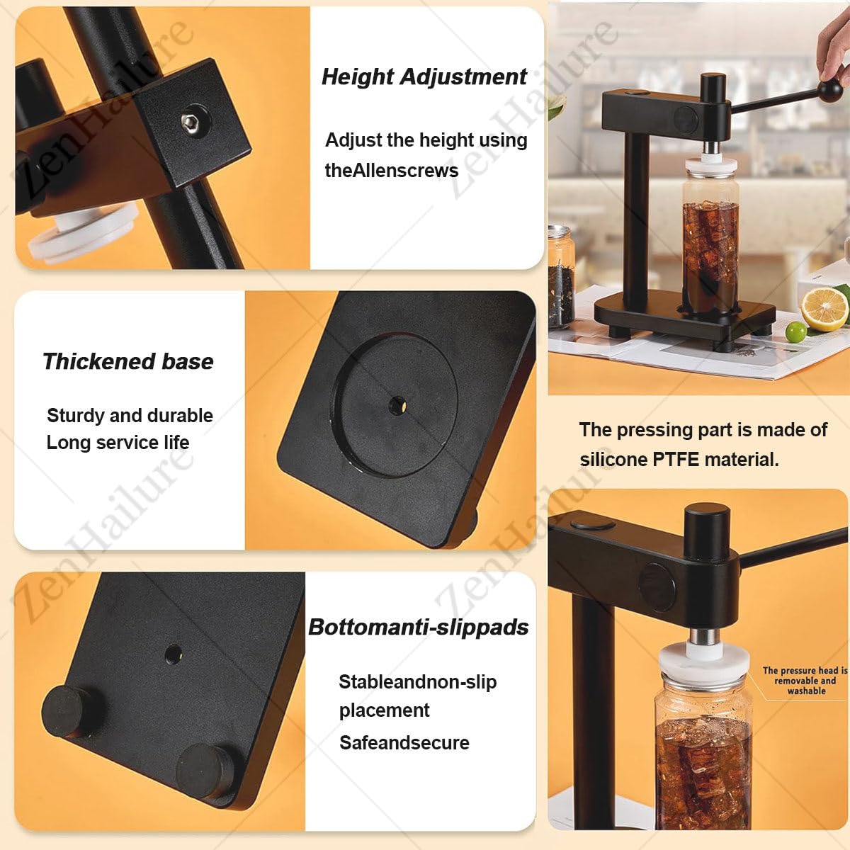 Sigillatrice manuale per lattine, macchina sottovuoto per birra, succhi, caffè e soda, 20 lattine/min, adatta a contenitori di diametro 55 mm con altezza inferiore a 17 cm