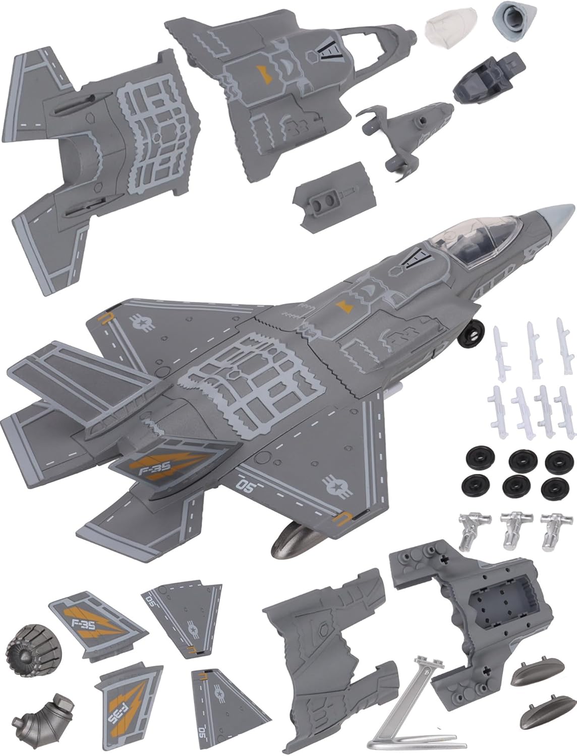 Fighter Jet F35 Plane Model Toy, Plastic Military Airplane Building Kit Assembly Aircraft Model with Stand Gift for Adults and Boys