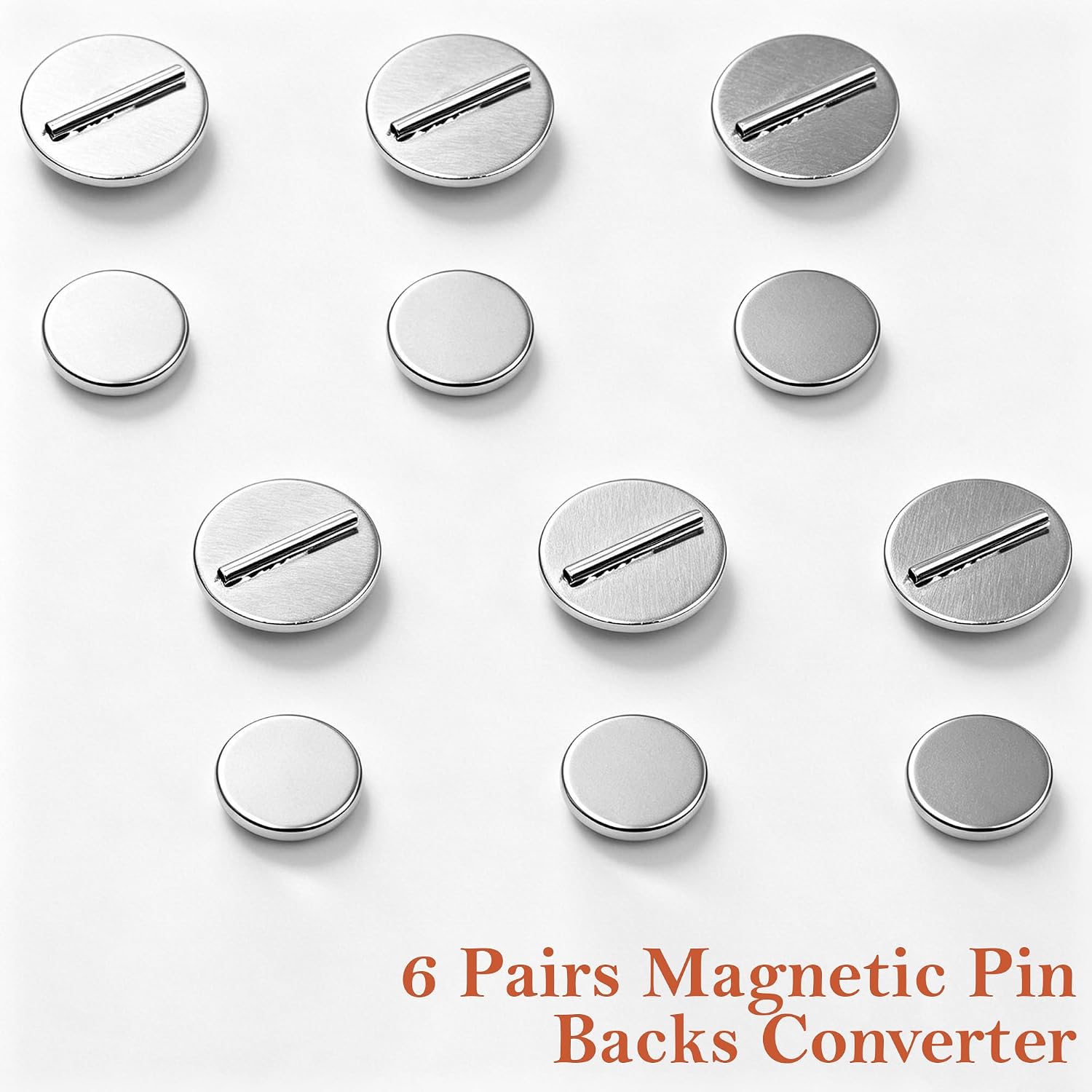6 Pairs Mini Magnetic Pin Brooch Converters, Metal Lapel Pin to Fridge Magnet Adapter, No-Puncture Pin Holder for Badge Boutonniere Collectible Display