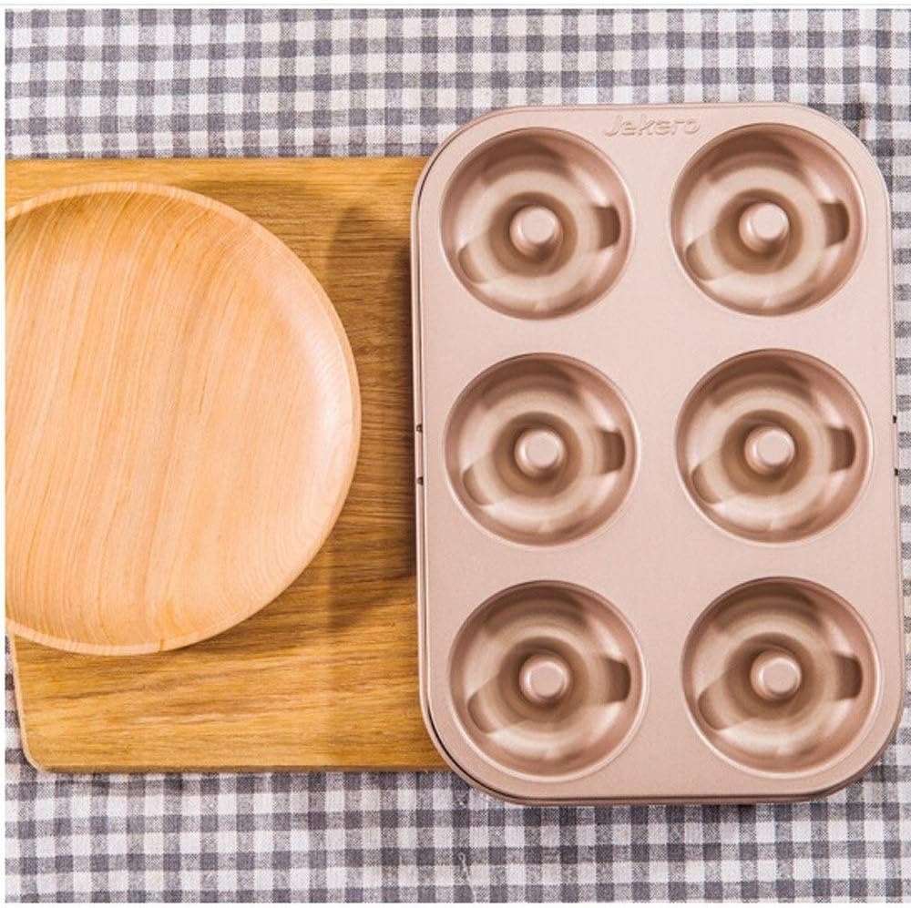 Cake Mold 6 Cup Non-stick Muffin Cake Baking Mold Egg Tart Bread Bake Mold Baking Pan Gold Round Donut (Color : Gold Size : D)